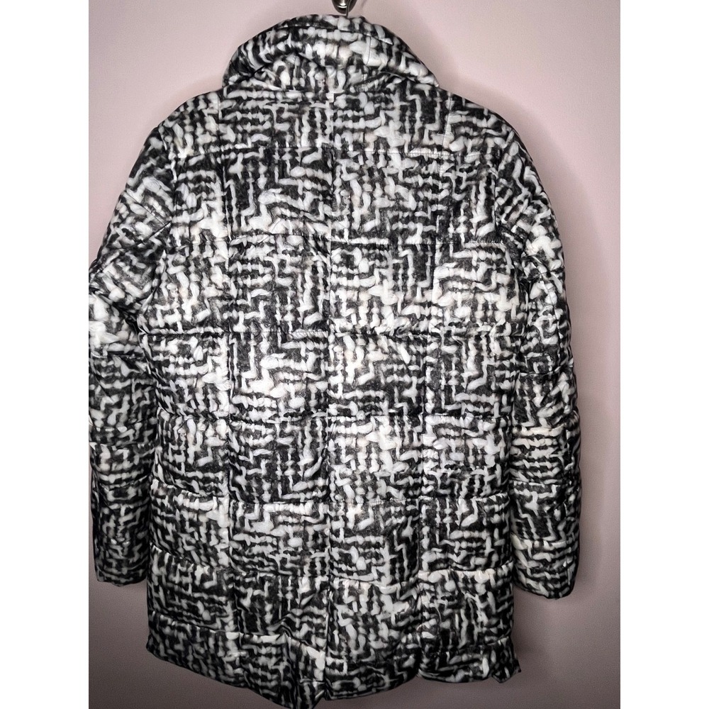 Kenneth Cole New York Women's Coat Black White Abstract Print Puffer Zip Size L - Picture 12 of 16